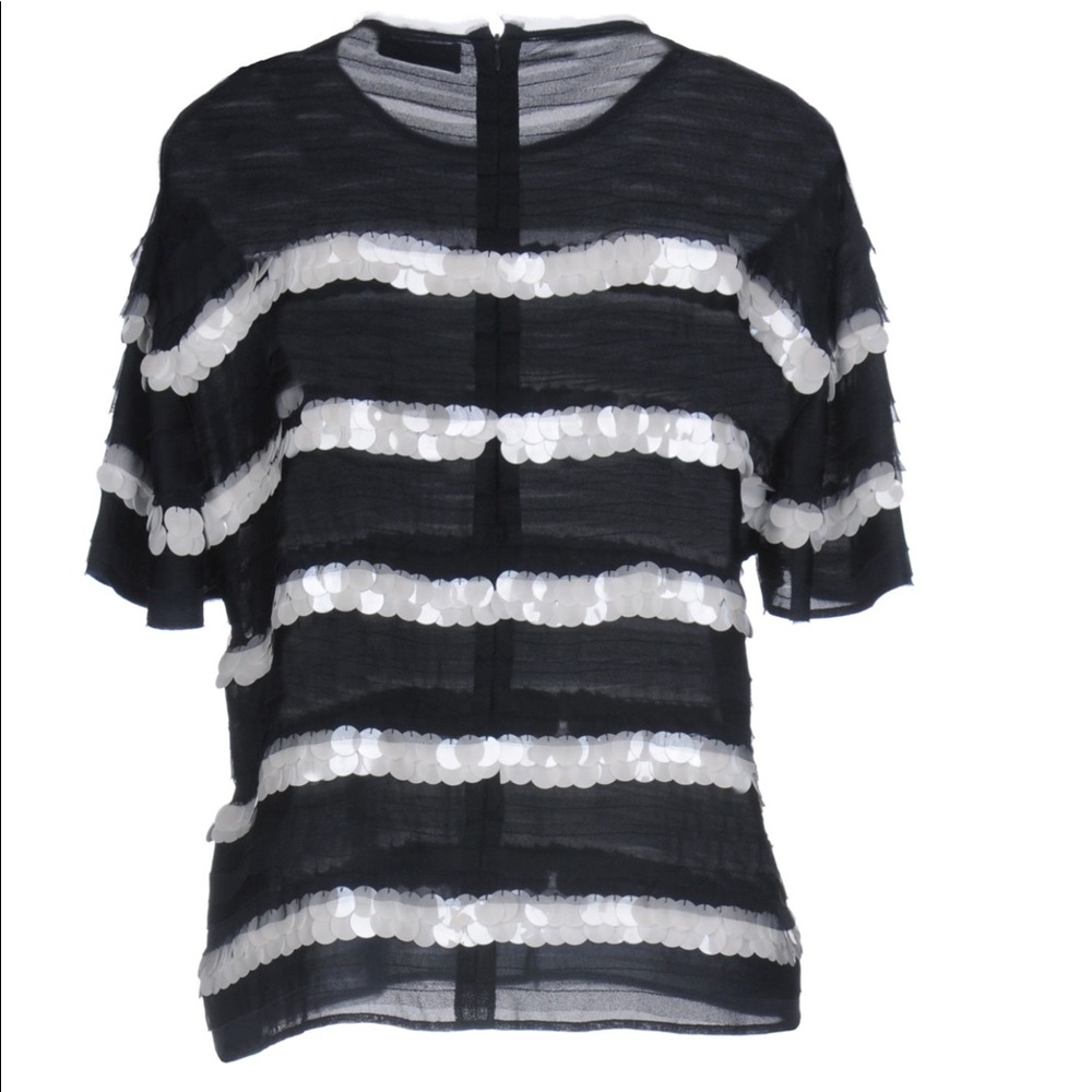 Red Valentino size 8 Navy White sequined blouse. - Picture 2 of 11